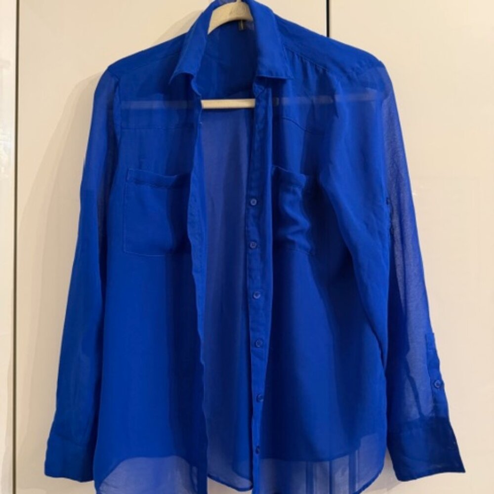 Nicolle Miller georgette shirt, cobalt blue, size M